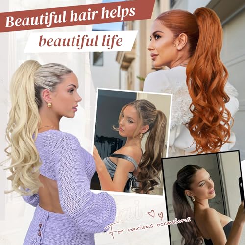 LONAI 24-Inch Curly Wavy Claw Clip Ponytail Extension - Dark Chocolate Brown