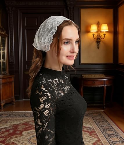 Leimandy Floral Lace Headwrap - Soft Vintage Style Headcover Veil