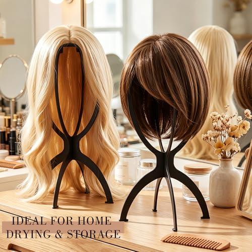 Portable Wig Stand 2 Pack - Stable Holder for Travel & Home
