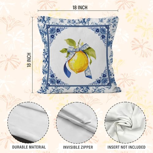 Sun Bird Lemon Chinoiserie Pillow Covers, 18x18 Set of 2