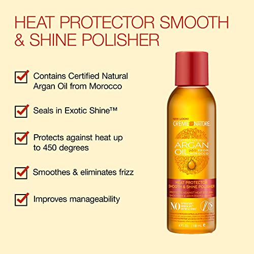 Creme of Nature Heat Protector & Shine Polisher with Argan Oil, 4 fl oz (2 Pack)