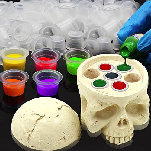 CINRA Skull Tattoo Ink Holder with 100Pcs Ink Cups - Ink Caps Kit