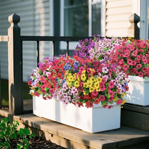 12 Pcs UV Resistant Artificial Flowers for Outdoor Decor