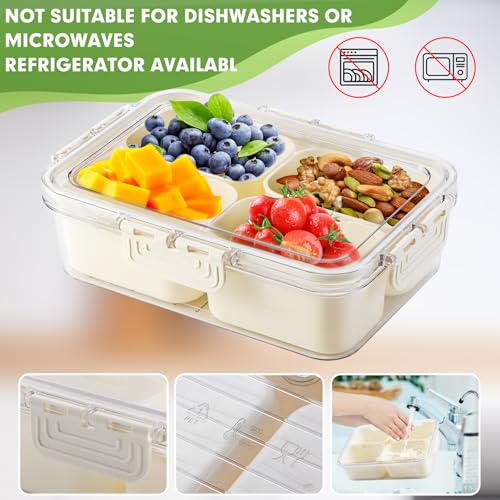 Divided Serving Tray with Lid - 4 Compartment Snack Container