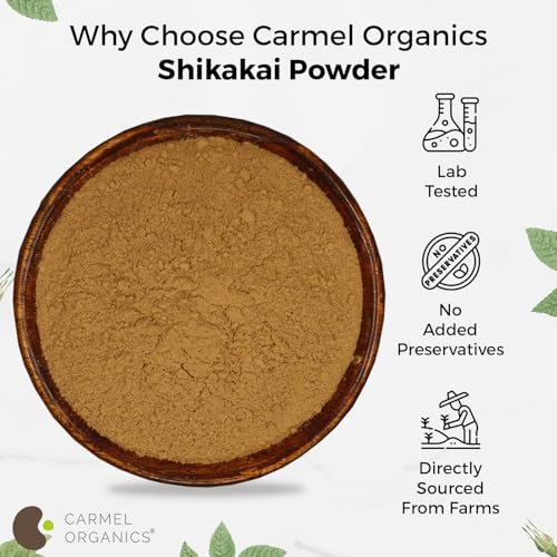 CARMEL ORGANICS Shikakai Powder 8oz - Natural Ayurvedic Hair Care, No Additives