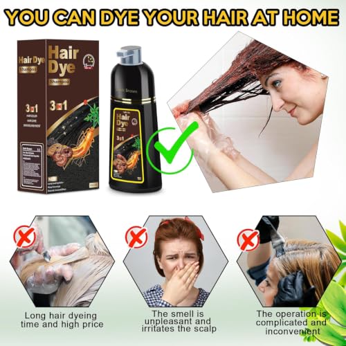 Sminktec Herbal Hair Dye Shampoo 3 in 1 Dark Brown for Gray Hair - Natural Color & Nourishing Care