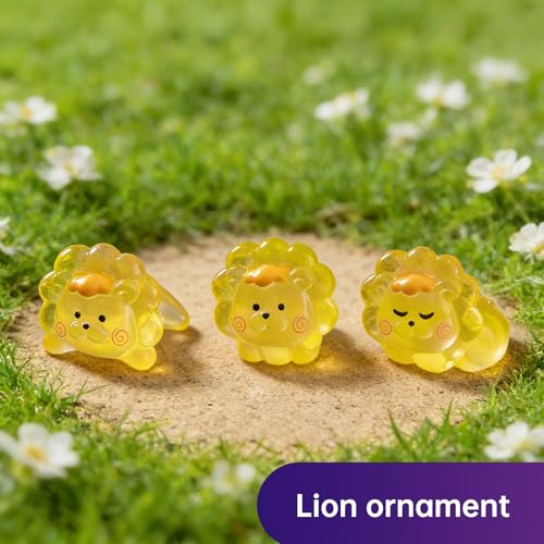 30Pcs Mini Luminous Resin Lion Figurines for Crafts & Decor