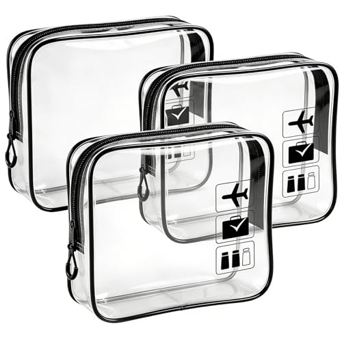 Ezdjozr TSA Approved Clear Toiletry Bag 3pcs Medium Carry-On Travel Organizer