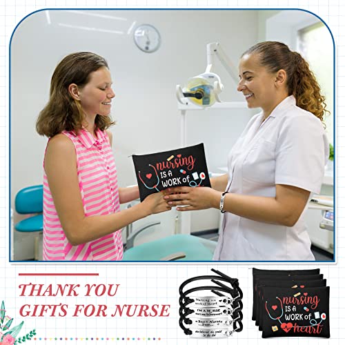 Stylish Nurse Appreciation Gifts Set - 8 Makeup Bags & 8 Bracelets for Nurses, Graduation, Nursing Week