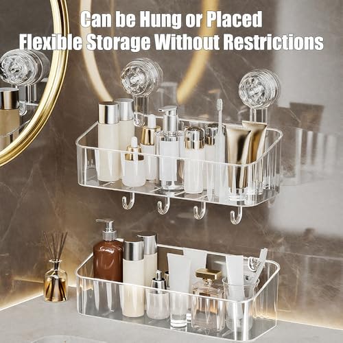 Acrylic Shower Caddy with Suction Cups - 2 Pcs No Drill Shelves