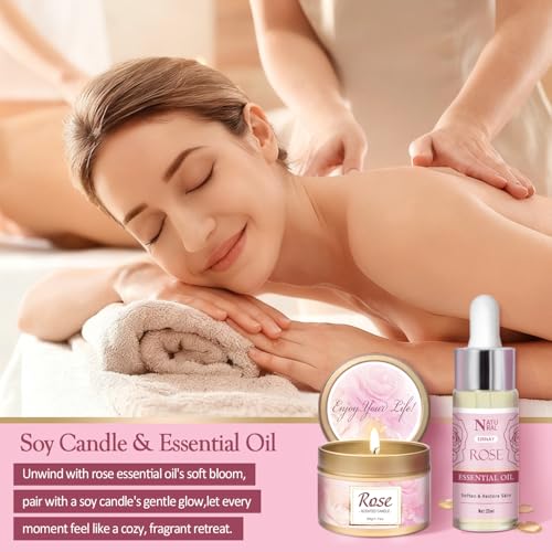 EIRNAY 12-Piece Rose Scented Spa Gift Set for Women - Self Care Bath Kit