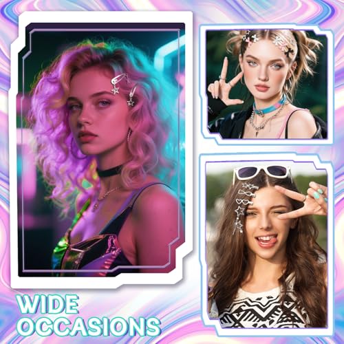 Pink Y2K Hair Clips Set - 42pcs Star & Cross Barrettes for Stylish Hair Styles