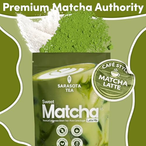 Sweetened Matcha Latte Mix - 4 oz Green Tea Powder for Hot or Iced Drinks