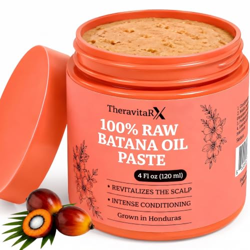 TheravitaRX 100% Pure Batana Oil Paste - Deep Conditioning Hair Mask for Dry Hair, 4 Fl Oz