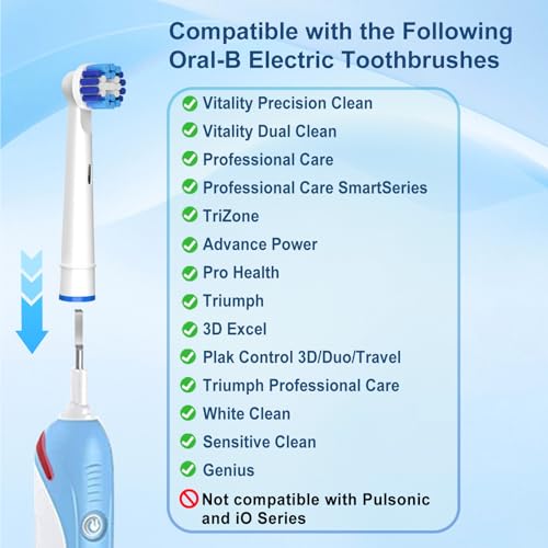 16-Pack Replacement Brush Heads for Oral-B Electric Toothbrushes