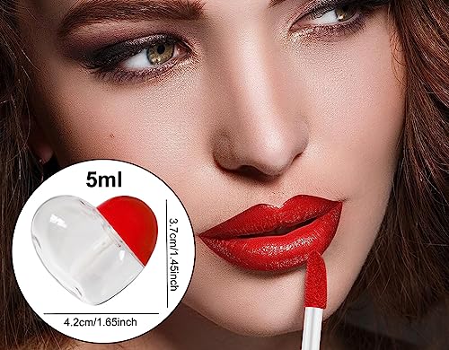 Heart-Shaped Lip Gloss Containers 5ml Refillable DIY Makeup Bottles - Set of 5