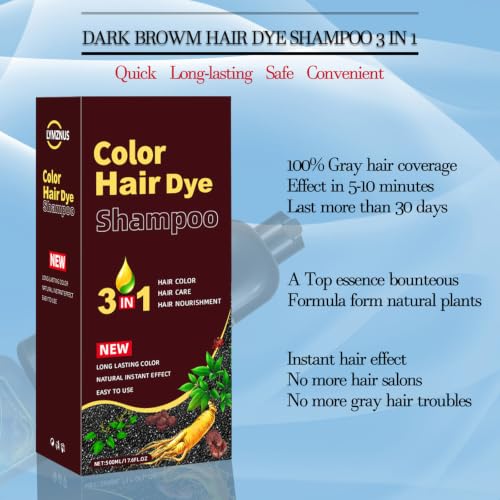 Dark Wine Red Hair Dye Shampoo 3-in-1 for Gray Hair - 17.6 Fl Oz, Herbal Formula