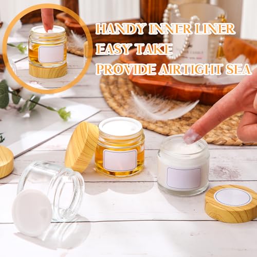 Layhit 12 Pcs 2oz Glass Jars with Wood Lids - Clear Containers for Creams & Lotions