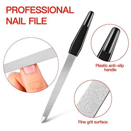 Mudder 12 Pcs Stainless Steel Nail File Set - 6.7 Inch Double-Sided with Anti-Slip Handle