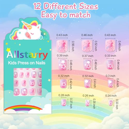 Allstarry Kids Press-On Nails Star Moon Tale - 3 Pack Pre-Glued Fake Nails for Girls