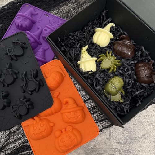 Halloween Silicone Molds - 3 Pack Pumpkin, Skull & Spider Designs