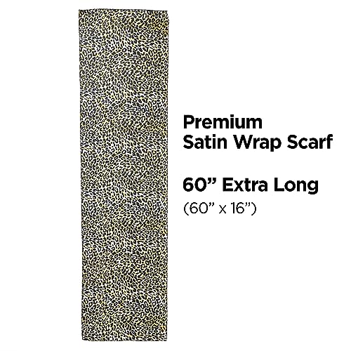 Kiss Colors & Care Satin Wrap Scarf - Leopard Print, Multi-Purpose Hair Protection