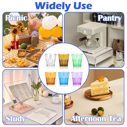 Unbreakable Acrylic Drinking Glasses Set of 6 - Colorful Tumblers for Kids & Parties