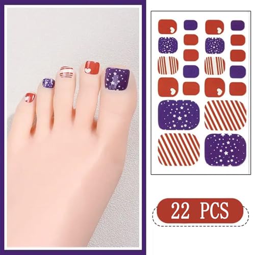 Patriotic 4th of July Toenail Wraps - 8 Self-Adhesive Designs