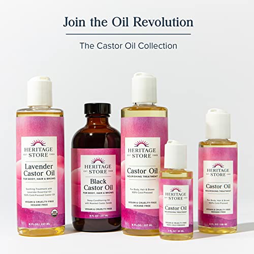 HERITAGE STORE Rose Castor Oil Serum - Nourishing Hair & Skin Oil, 2oz