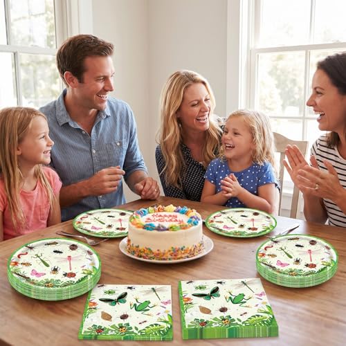 40 Pcs Bug Theme Plates and Napkins Set for Birthday Parties