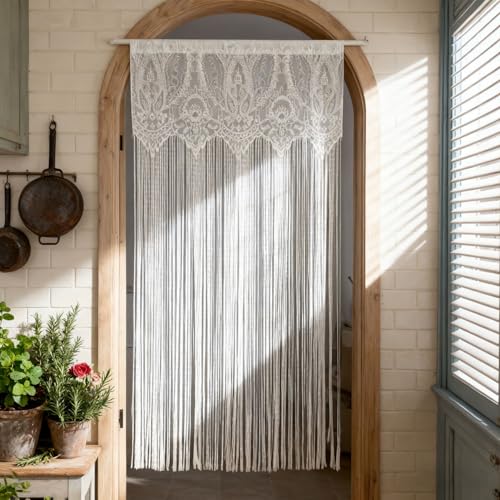 Elegant French Lace Sheer Door Curtain - 39x78 Inch White Panel