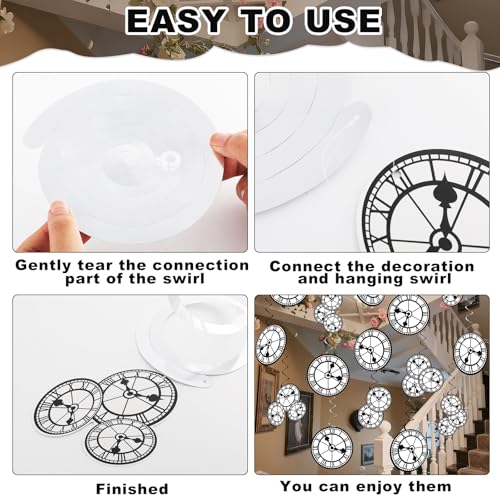 Wonderland Clock Hanging Swirls - 60Pcs Party Decorations Set