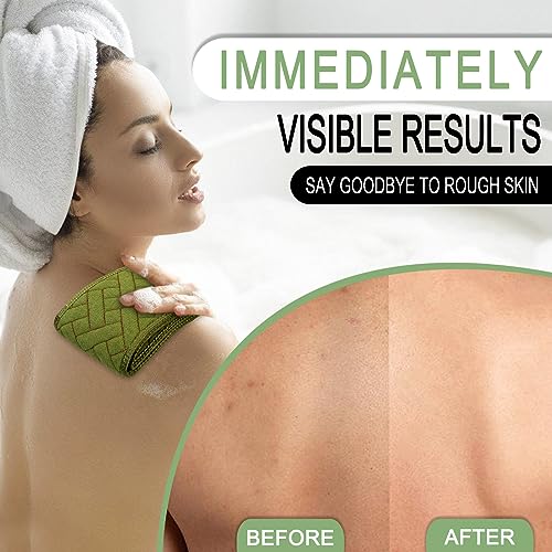 Eaxun 38.5 Inch Green Exfoliating Back Scrubber for Shower, Double-Sided Textured, Durable & Long Reach