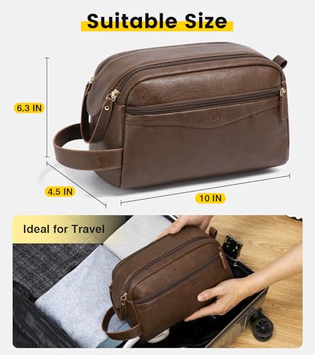 Vorspack Water-Resistant PU Leather Travel Toiletry Bag - Dark Brown