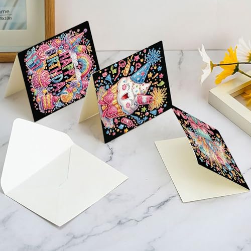 6 Pack Holographic Diamond Painting Greeting Card Kits - 30x15cm
