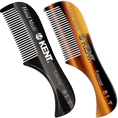 Kent A 81T Small Men's Beard & Mustache Pocket Comb 2-Pack Tortoiseshell/Graphite
