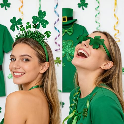 St. Patrick's Day Headbands & Sunglasses Set - 8 Pack Green