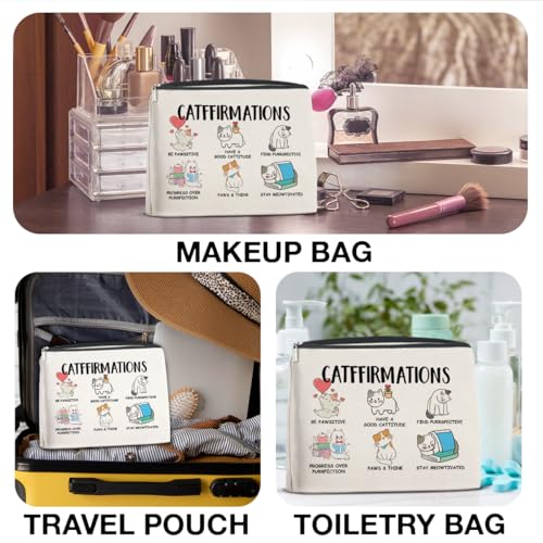 Cat Lovers Gifts Cosmetic Bag - Cat Lover Zipper Makeup Pouch 9.8x6.7 in, Jyunsoeng
