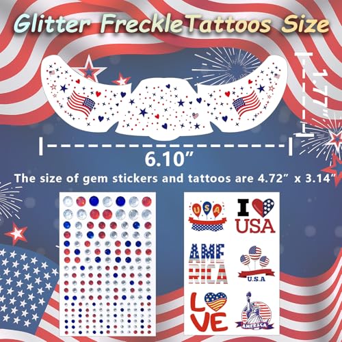 Patriotic Glitter Freckle Tattoos Set for 4th of July Celebrations
