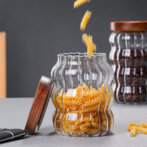 Airtight Glass Food Storage Container with Acacia Wood Lid - 1.5L
