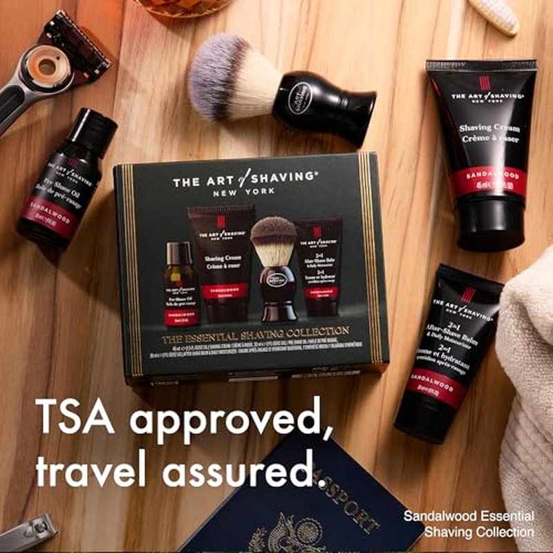 The Art of Shaving Sandalwood 4-in-1 Trial Kit ? Pre-Shave Oil, Shaving Cream, Shaving Brush & After-Shave Balm ? Protects Against Irritation and Razor Burn ? Hydrates and Nourishes Dry Skin