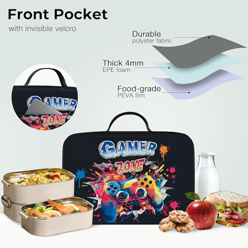 Clastyle Insulated Kids Lunch Bag - 3D Game Boy Design, Large Cooler