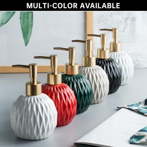 Black Ceramic Gold Soap Dispenser for Bathroom & Kitchen - 400ml