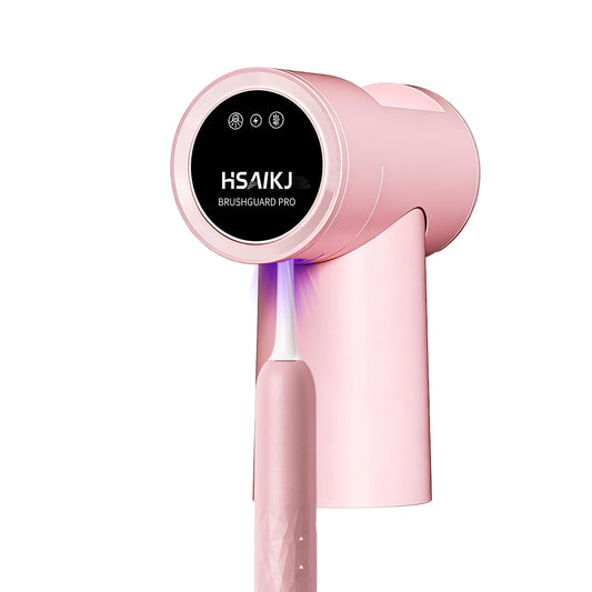 Wall Mounted Toothbrush Holder for Bathroom, 3-in-1 Electric Toothbrush Organizer for Personal Use, Smart Sensor Lid, Fast Drying, Aesthetic Bathroom Organizer with Magnetic Cup (Pink)