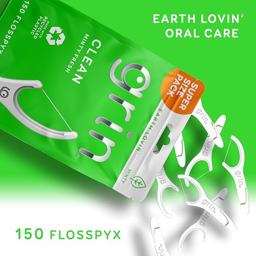 Grin Minty Floss Picks - 150 Count, Super Strong Dental Flossers