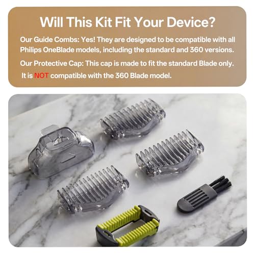 Guards Kit Plus for Philips Norelco OneBlade, 1-6mm Guide Combs, Replacement Body Comb, Protective Cap and Organizer Stand