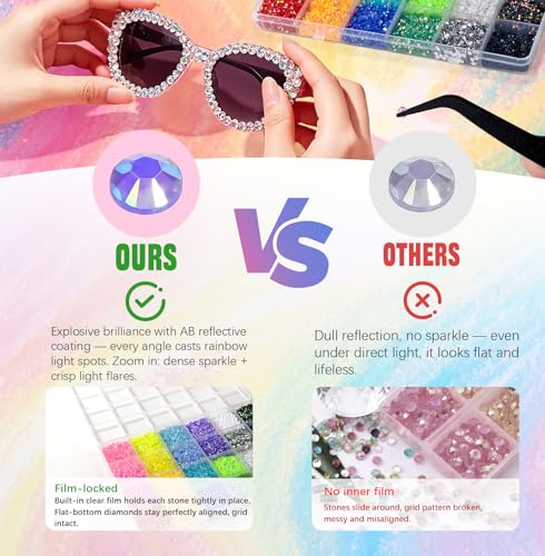 48,000 Pcs Multicolor 3mm Resin Rhinestones Kit for Nail Art & Crafts