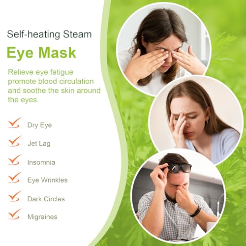 Mnswand Self-Heating Steam Eye Masks - Mugwort Scented, 30 Pack Disposable