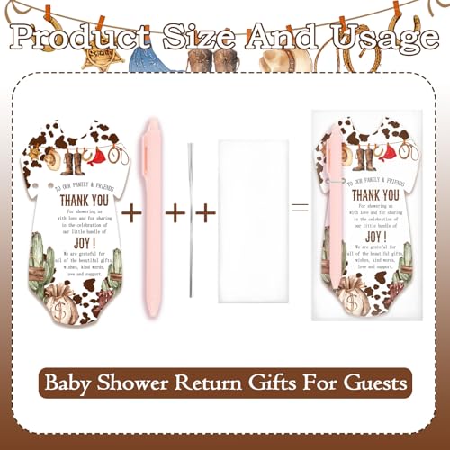36PCS Baby Shower Party Favors - Cowboy Pens & Thank You Cards