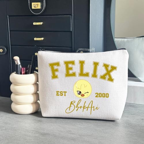 WCGXKO 2000BbokAri Makeup Bag for Music Lovers - Beige